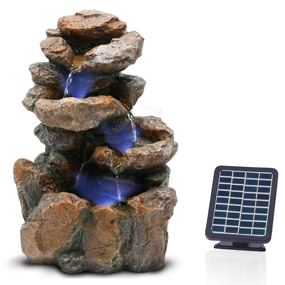 
                  
                    Bloomida Solarbrunnen - Gartenbrunnen Solar mit LED Beleuchting - Yosemite Fall Braun Orange
                  
                