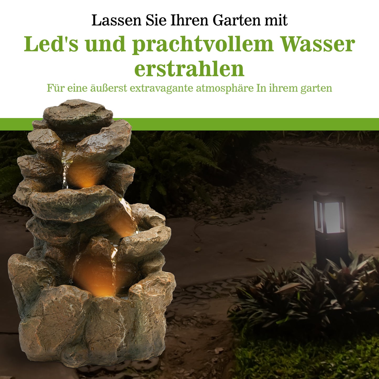 
                  
                    Bloomida Solarbrunnen - Gartenbrunnen Solar mit LED Beleuchting - Yosemite Fall Braun Orange
                  
                