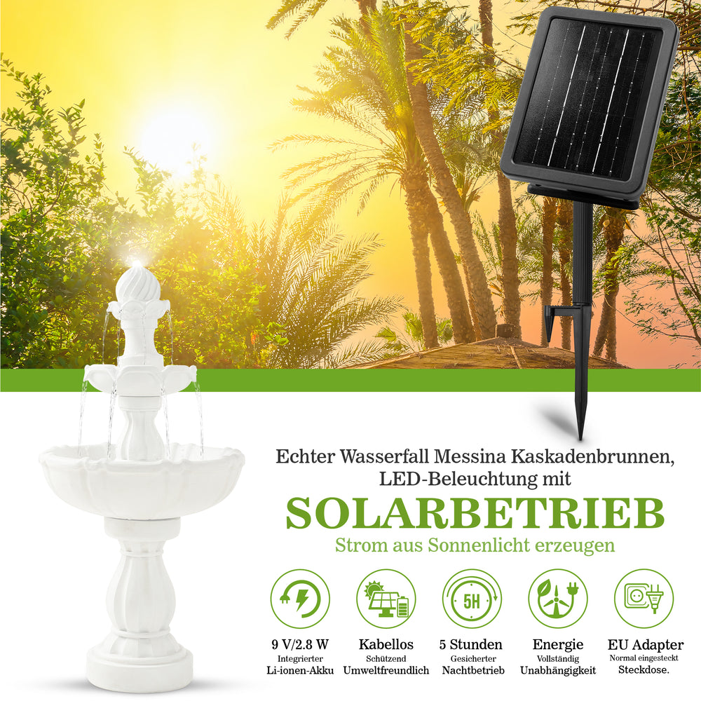 
                  
                    Bloomida Solarbrunnen  - Gartenbrunnen Solar mit Adapter und LED Beleuchting - Vogelbrunnen Weiß
                  
                