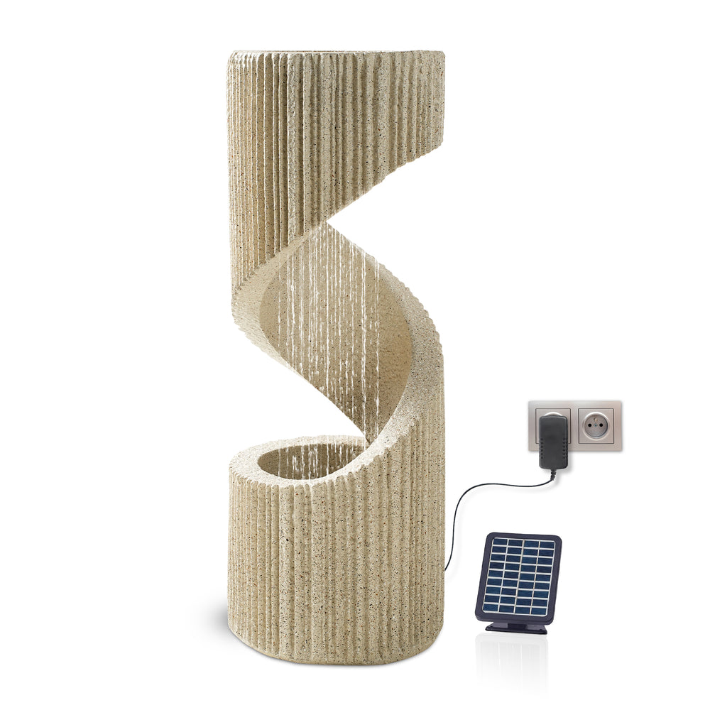 Bloomida Solarbrunnen - Gartenbrunnen Solar mit Adapter - Regenbrunnen Beige